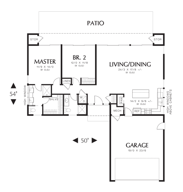 Main Floor Plan image for Mascord Galway-Simplicity, Convenience and Plenty of Room to Grow-Main Floor Plan