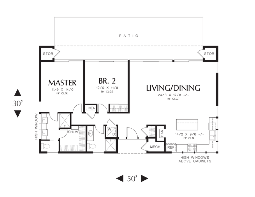 Main Floor Plan image for Mascord Dublin-A Simple and Inspiring Contemporary Retreat-Main Floor Plan