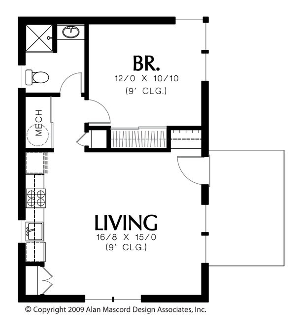 Main Floor Plan image for Mascord Squirrel-Micro House Plans with So Many Possibilities-Main Floor Plan
