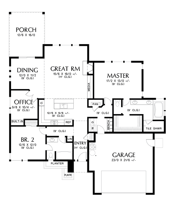 Main Floor Plan image for Mascord Whittier-Single Level Ranch Home with Lots of Amenities-Main Floor Plan