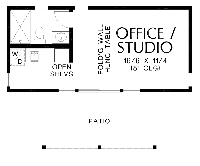 Main Floor Plan image for Mascord Woodhaven-Efficient Contemporary Guest Suite-Main Floor Plan