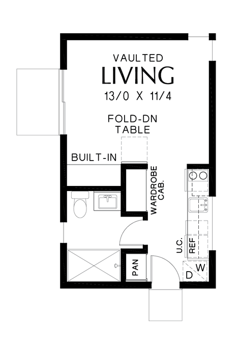 Main Floor Plan image for Mascord Moorpark-Studio Apartment with Bath and Kitchen-Main Floor Plan