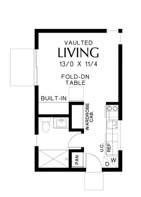 Main Floor Plan image for Mascord Morrow-Studio Accessory Dwelling with Contemporary Shed Roof-Main Floor Plan
