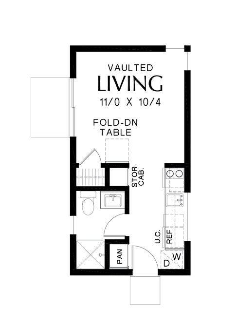 Main Floor Plan image for Mascord Moreno-Gable Roof Studio Accessory Dwelling-Main Floor Plan