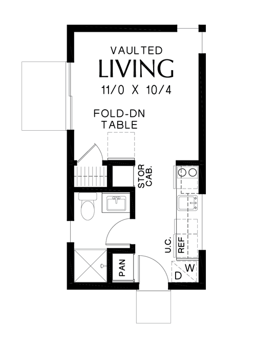 Main Floor Plan image for Mascord Montague-Stylish Tiny Home Studio Apartment-Main Floor Plan