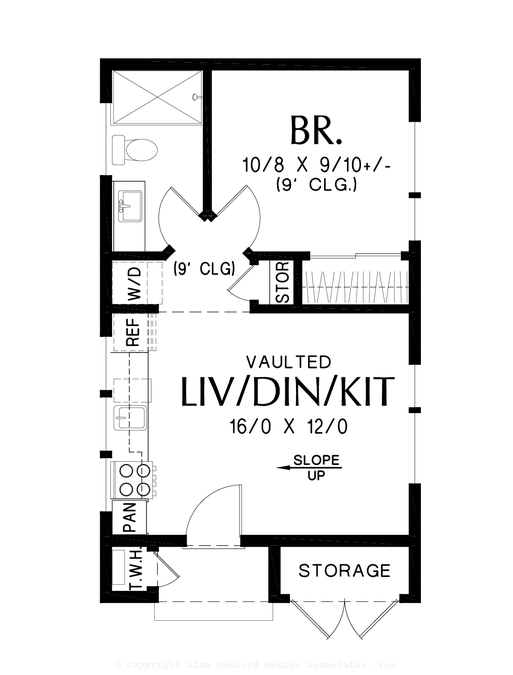 Main Floor Plan image for Mascord Burrow-Embrace simplicity, sustainability, and cozy living today!-Main Floor Plan