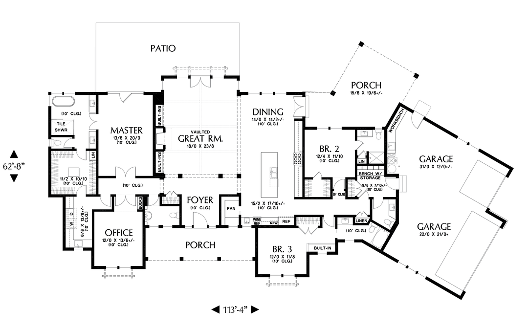Main Floor Plan image for Mascord Lakeville-Great Spaces for Work, Rest and Play-Main Floor Plan