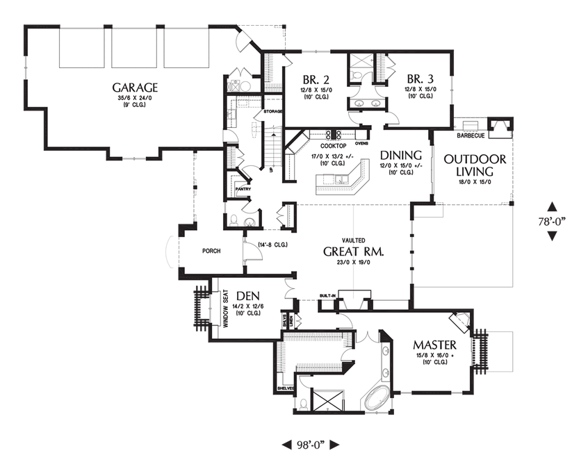 Main Floor Plan image for Mascord Cherbourg-Je t'aime-Main Floor Plan