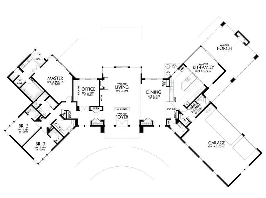 Main Floor Plan image for Mascord Dandridge-The Richness of the Harrisburg in a Smaller Package-Main Floor Plan