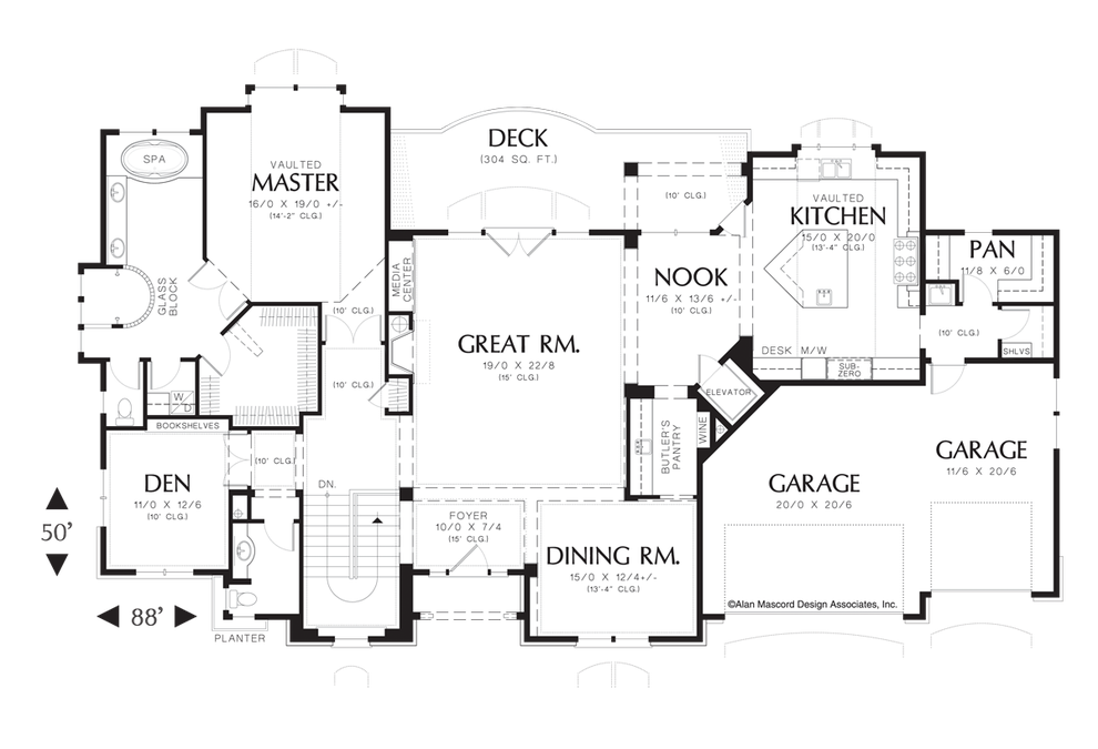 Main Floor Plan image for Mascord Jorgenson-French Country Estate Plan with High Ceilings-Main Floor Plan