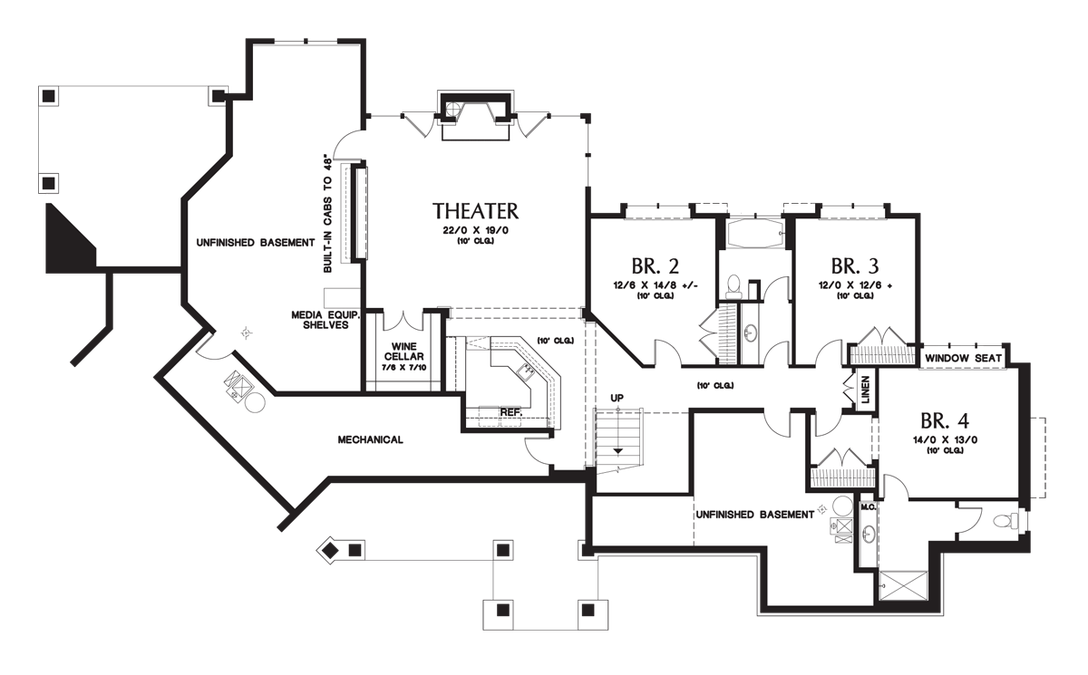 Lower Floor Plan image for Mascord Tasseler-Large One Story Plan with Walk-out Basement-Lower Floor Plan