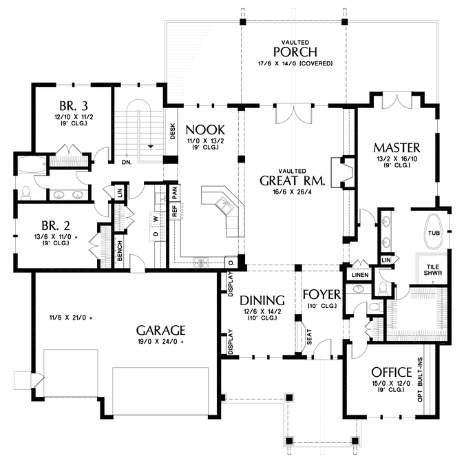 Main Floor Plan image for Mascord St Louis-Warm Rustic Touches on a Modern Home Design -Main Floor Plan