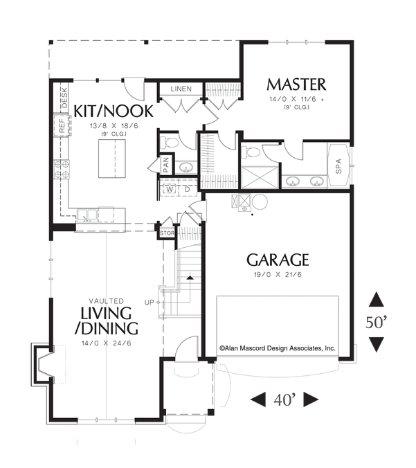 Main Floor Plan image for Mascord Miranda-2 Story Cottage Plan-Main Floor Plan