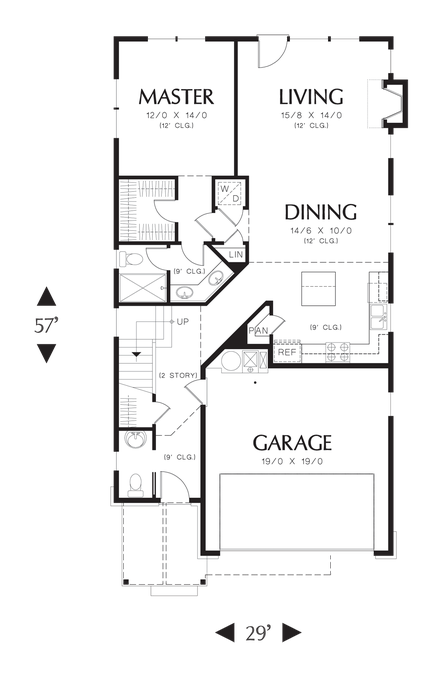 Main Floor Plan image for Mascord Gilmore-Charming House Plan with Enticing Entrance-Main Floor Plan