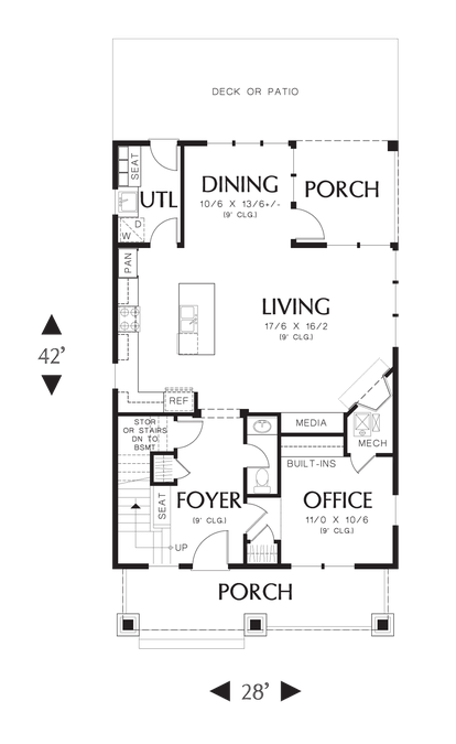Main Floor Plan image for Mascord Darlington-The Perfect Seaside Cottage or Starter Home-Main Floor Plan