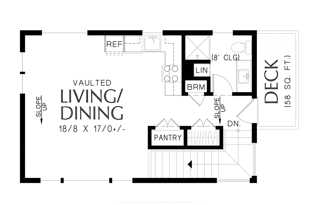 Upper Floor Plan image for Mascord Pine Lodge-Detached Guest, In-Law, or Studio Suite for Contemporary Homes-Upper Floor Plan