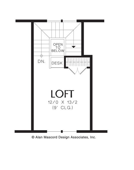 Upper Floor Plan image for Mascord Abbeville-Cabin Design Vacation Home Plan-Upper Floor Plan