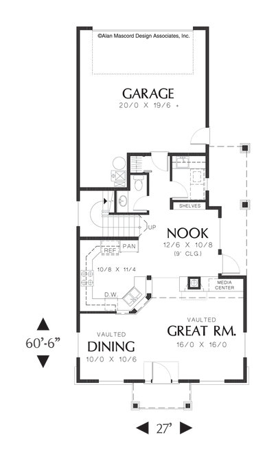 Main Floor Plan image for Mascord Greeley-3 Bedroom Storybook Cottage Plan-Main Floor Plan