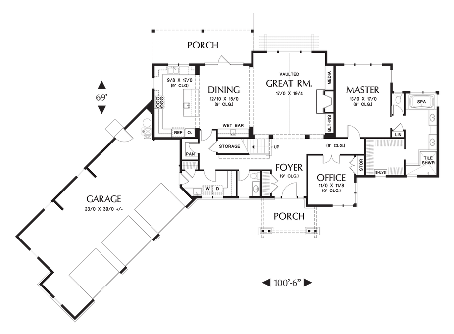 Main Floor Plan image for Mascord Abbeywood-A Life of Luxury in this Beautiful Craftsman Lodge-Main Floor Plan