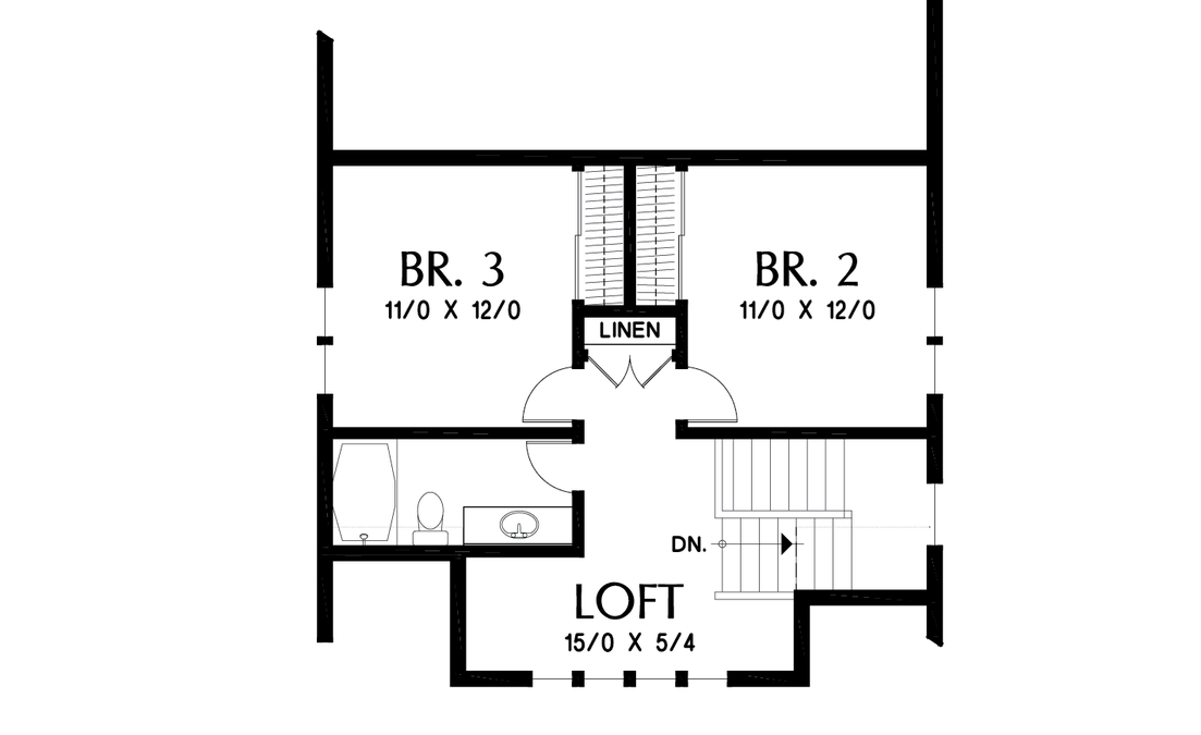 Upper Floor Plan image for Mascord Darcy-Appealing Cottage with great Apartment Unit suitable for Rental-Upper Floor Plan