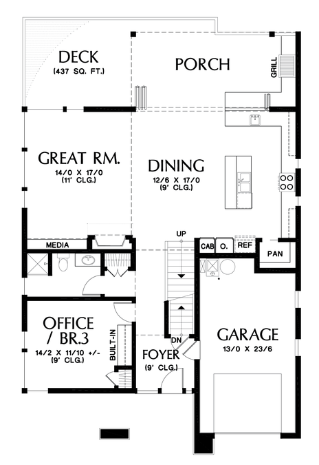 Main Floor Plan image for Mascord Renard-Home fit for a Captain!  Design featured on hit TV show Grimm-Main Floor Plan