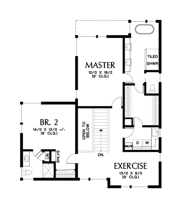 Upper Floor Plan image for Mascord Renard-Home fit for a Captain!  Design featured on hit TV show Grimm-Upper Floor Plan