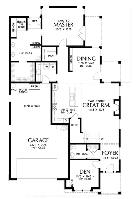 Main Floor Plan image for Mascord Sinise-An Open Floor Plan Ideal for Family Life-Main Floor Plan