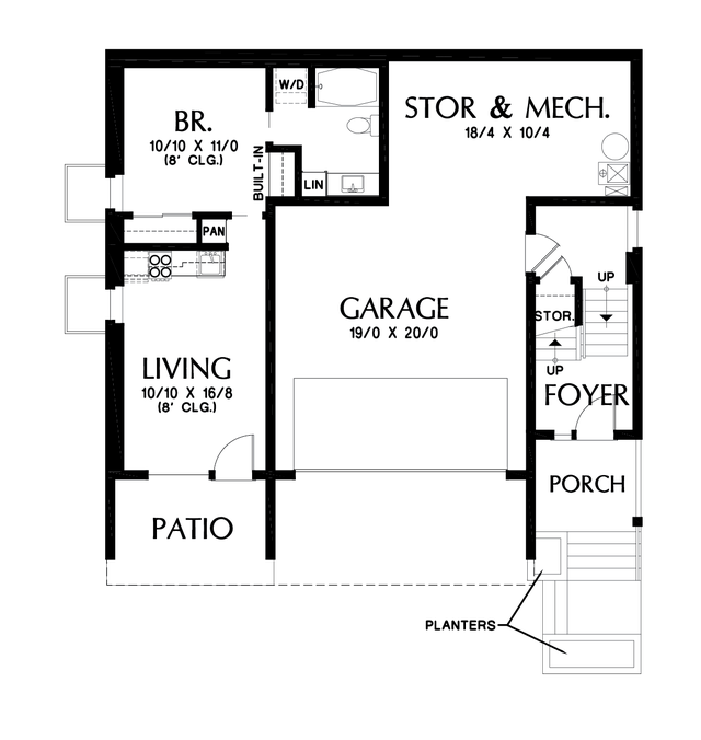 Lower Floor Plan image for Mascord Augustine-Contemporary Upslope plan with 2 Cars and Guest Suite-Lower Floor Plan