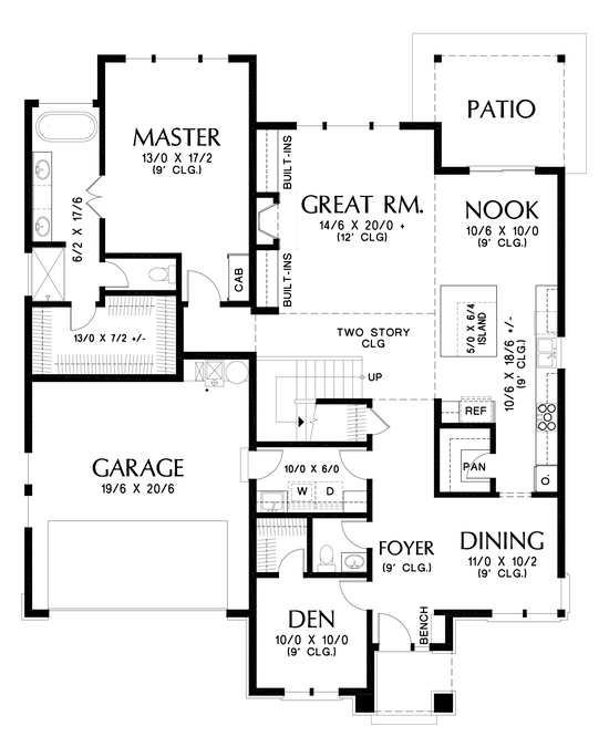 Main Floor Plan image for Mascord Easley-Huge Master Suite on Main with additional Upstairs Bedrooms-Main Floor Plan