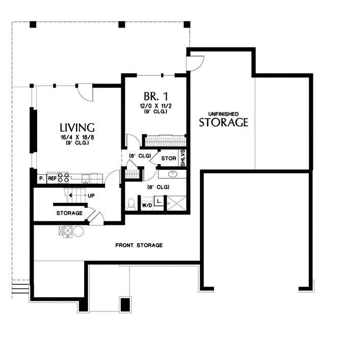 Lower Floor Plan image for Mascord Springlake-Popular Craftsman with Apartment Below-Lower Floor Plan