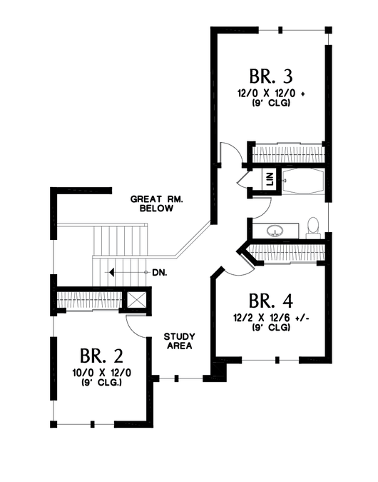Upper Floor Plan image for Mascord Springlake-Popular Craftsman with Apartment Below-Upper Floor Plan