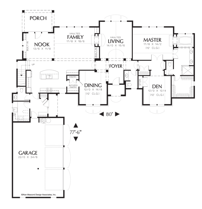 Main Floor Plan image for Mascord Estherwood-Master on Main with Soaring Ceilings-Main Floor Plan