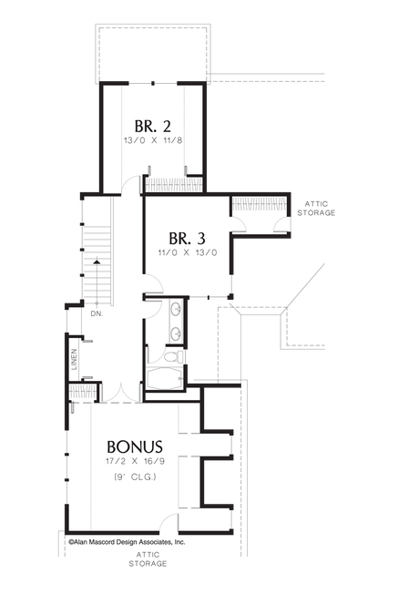 Upper Floor Plan image for Mascord Estherwood-Master on Main with Soaring Ceilings-Upper Floor Plan