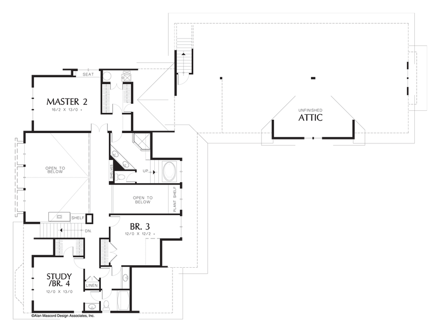 Upper Floor Plan image for Mascord Leesville-Craftsman with Second Master-Upper Floor Plan