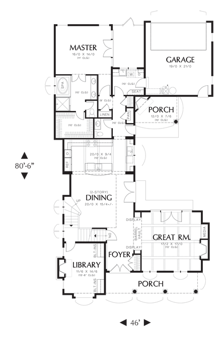 Main Floor Plan image for Mascord Isabella-Mediterranean Elegance-Main Floor Plan