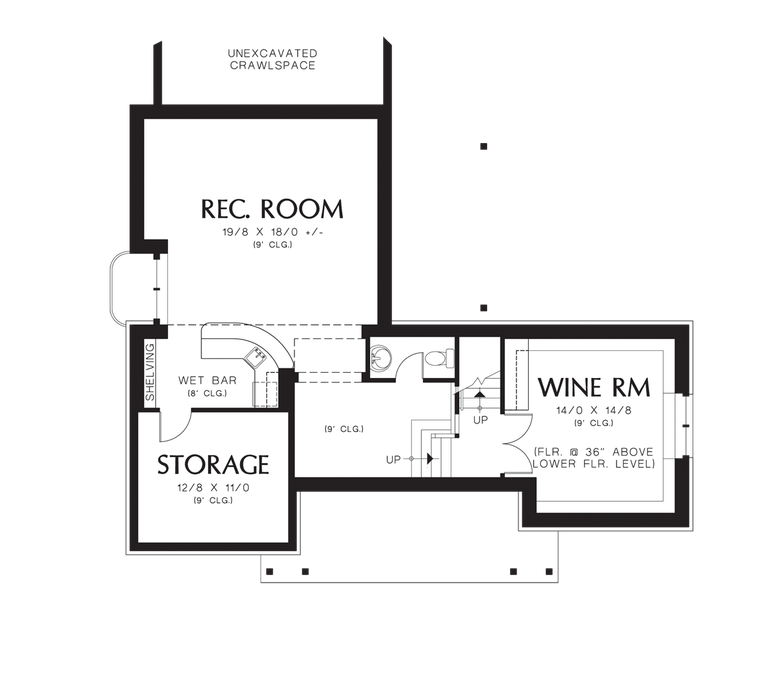 Lower Floor Plan image for Mascord Lisette-French Inspired Sophisticated Home-Lower Floor Plan