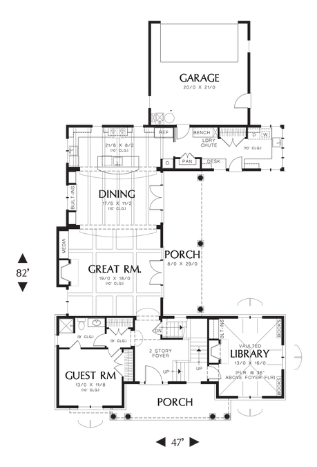 Main Floor Plan image for Mascord Lisette-French Inspired Sophisticated Home-Main Floor Plan