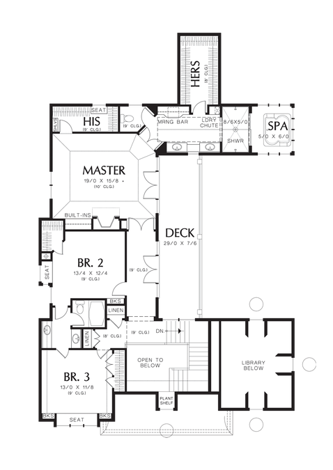 Upper Floor Plan image for Mascord Lisette-French Inspired Sophisticated Home-Upper Floor Plan