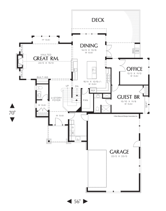 Main Floor Plan image for Mascord Iverson-Easy Living on Two Floors-Main Floor Plan