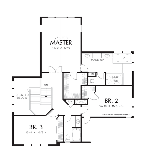 Upper Floor Plan image for Mascord Iverson-Easy Living on Two Floors-Upper Floor Plan