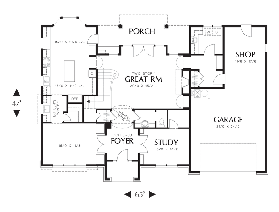 Main Floor Plan image for Mascord Kent-Classical Tudor with Modern Conveniences-Main Floor Plan