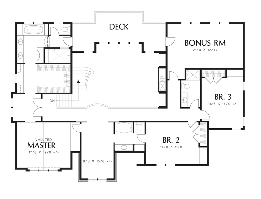 Upper Floor Plan image for Mascord Kent-Classical Tudor with Modern Conveniences-Upper Floor Plan