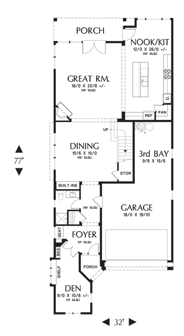 Main Floor Plan image for Mascord Williams-Craftsman home with some great design details-Main Floor Plan