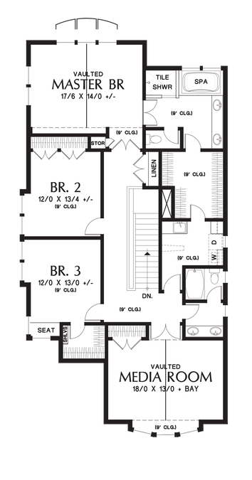 Upper Floor Plan image for Mascord Williams-Craftsman home with some great design details-Upper Floor Plan