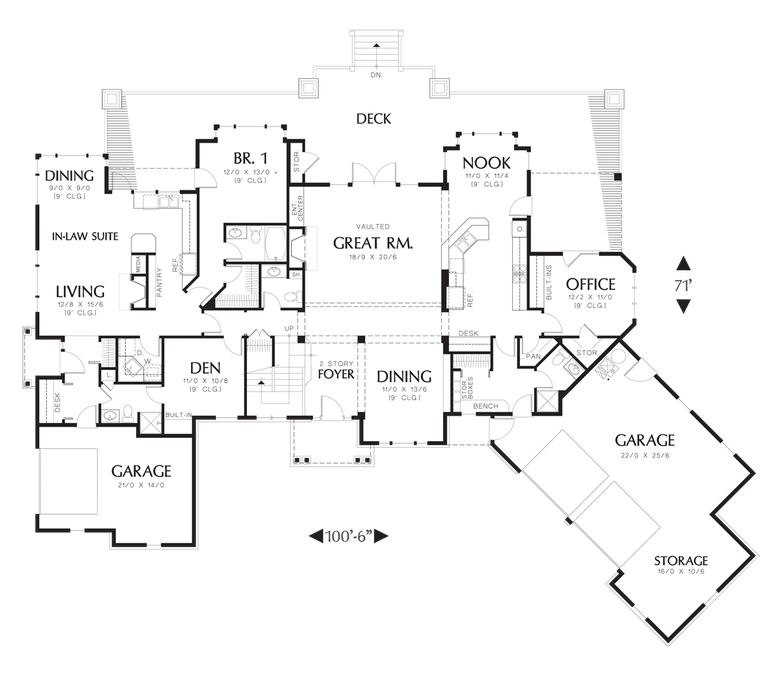 Main Floor Plan image for Mascord Ingram-Two Story Plan with In-law Suite-Main Floor Plan