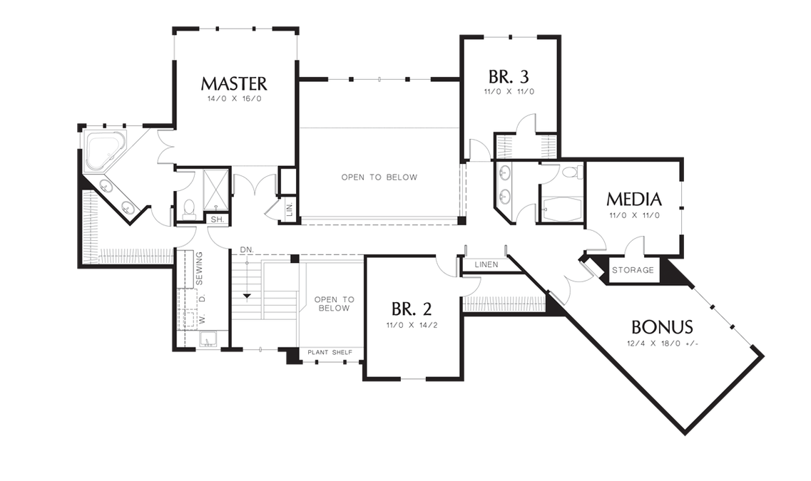 Upper Floor Plan image for Mascord Ingram-Two Story Plan with In-law Suite-Upper Floor Plan