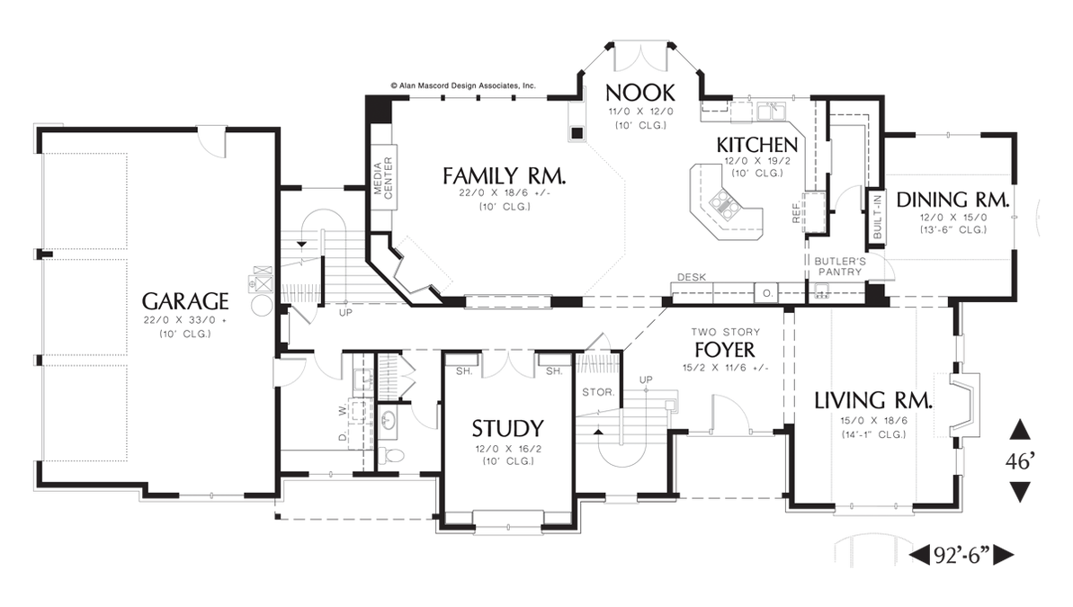 Main Floor Plan image for Mascord Fireglow-Grand Manor Plan with Garage on Side-Main Floor Plan