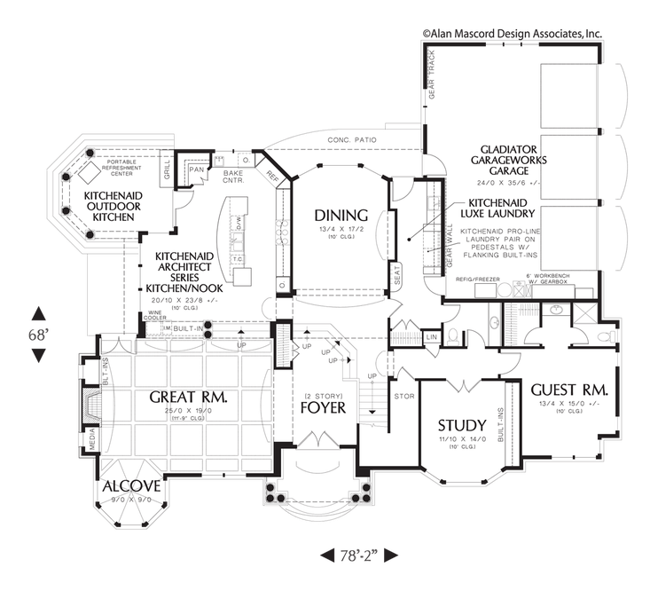 Main Floor Plan image for Mascord Stolon-Award Winning Four Bedroom Craftsman Plan-Main Floor Plan