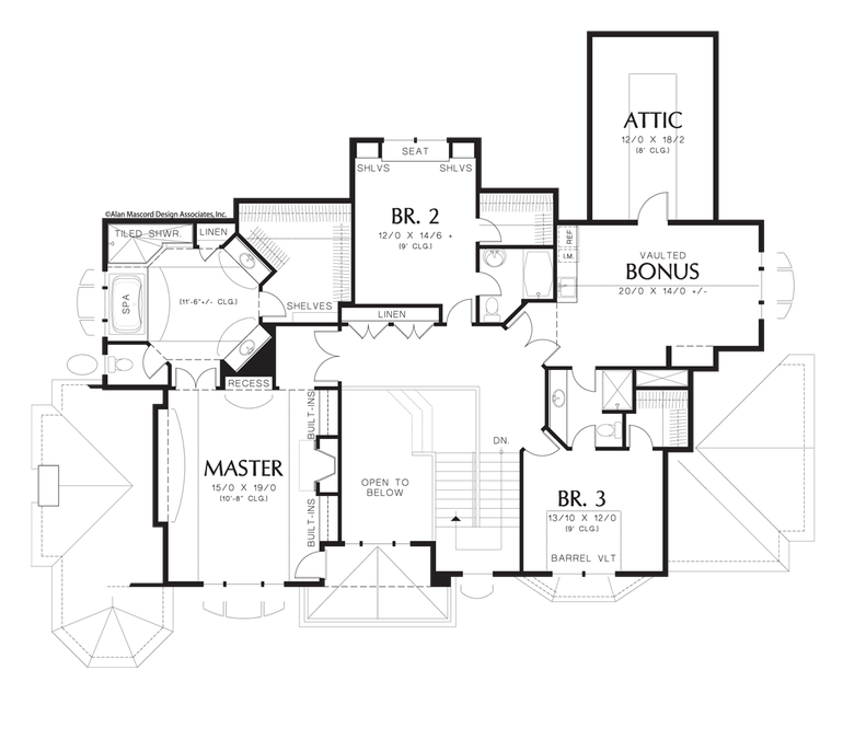 Upper Floor Plan image for Mascord Stolon-Award Winning Four Bedroom Craftsman Plan-Upper Floor Plan