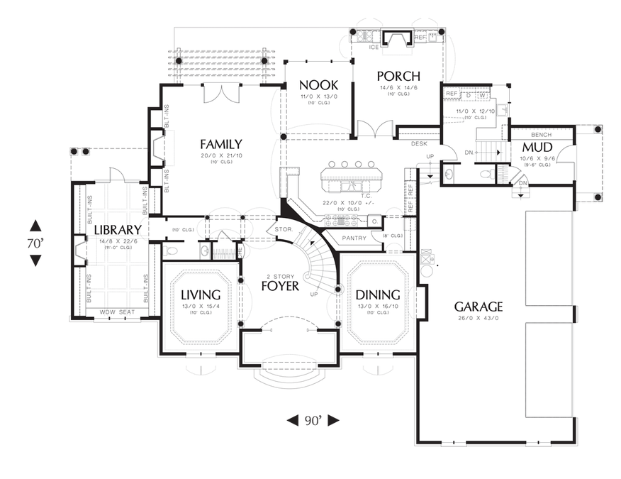 Main Floor Plan image for Mascord Benedict-Stately European Style Home Fit For Royalty-Main Floor Plan